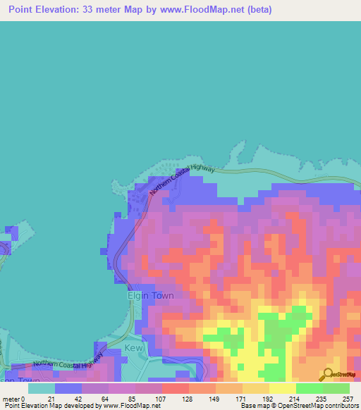 Point,Jamaica Elevation Map
