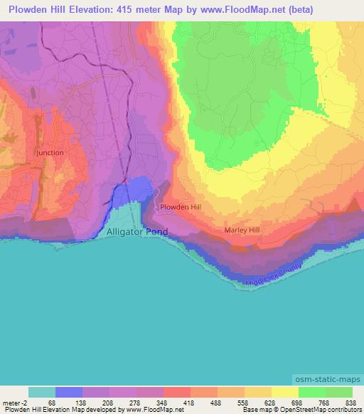 Plowden Hill,Jamaica Elevation Map