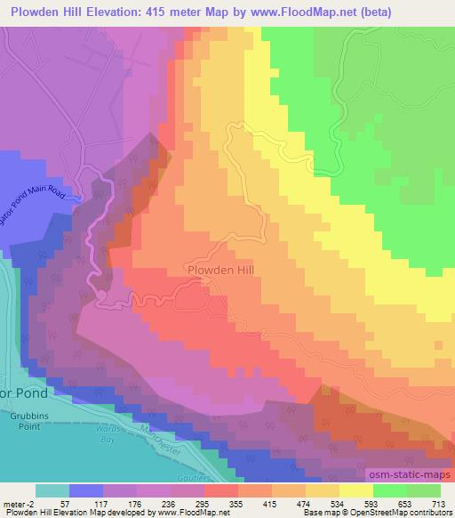 Plowden Hill,Jamaica Elevation Map