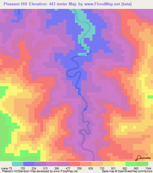 Pleasant Hill,Jamaica Elevation Map