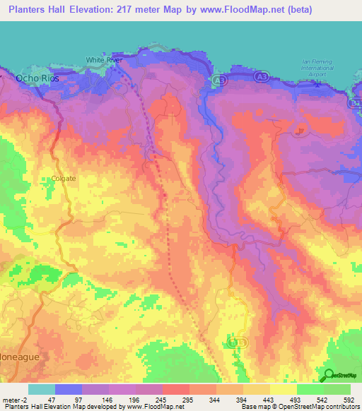 Planters Hall,Jamaica Elevation Map
