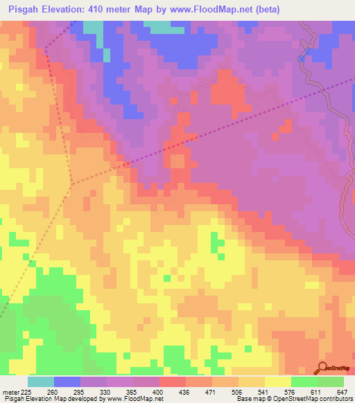 Pisgah,Jamaica Elevation Map
