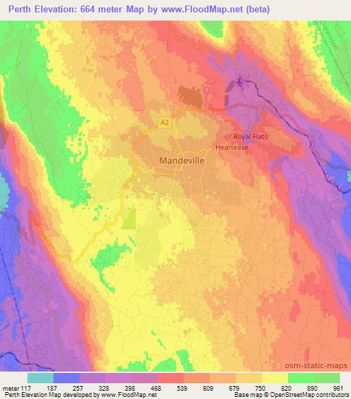 Perth,Jamaica Elevation Map