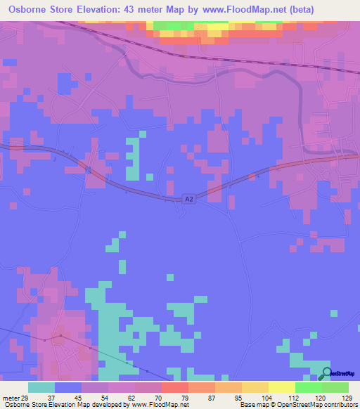 Osborne Store,Jamaica Elevation Map