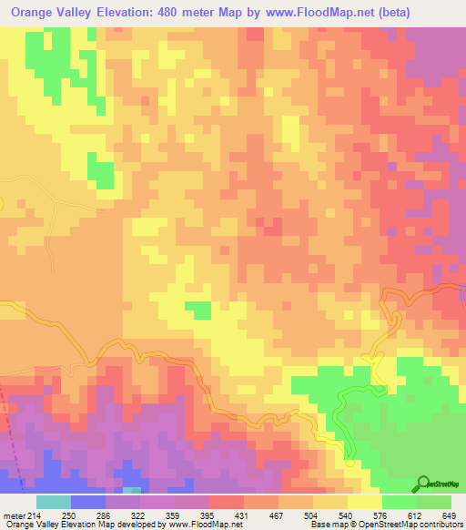 Orange Valley,Jamaica Elevation Map