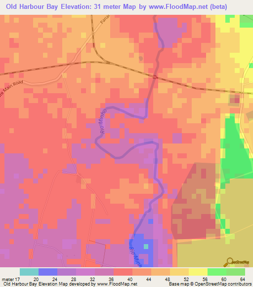 Old Harbour Bay,Jamaica Elevation Map