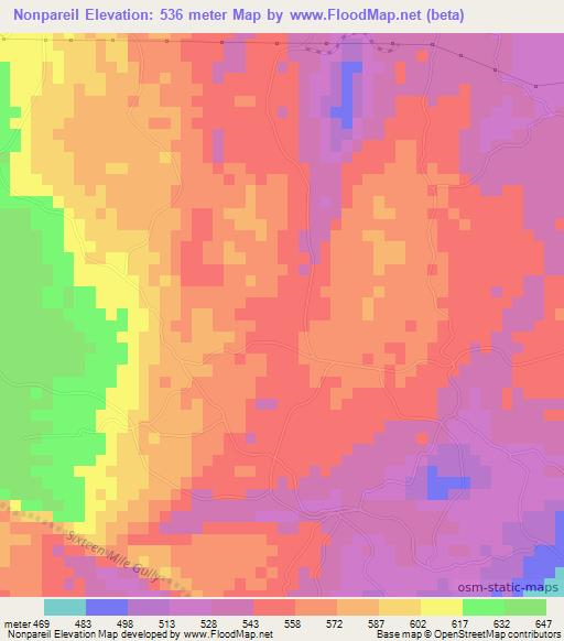 Nonpareil,Jamaica Elevation Map
