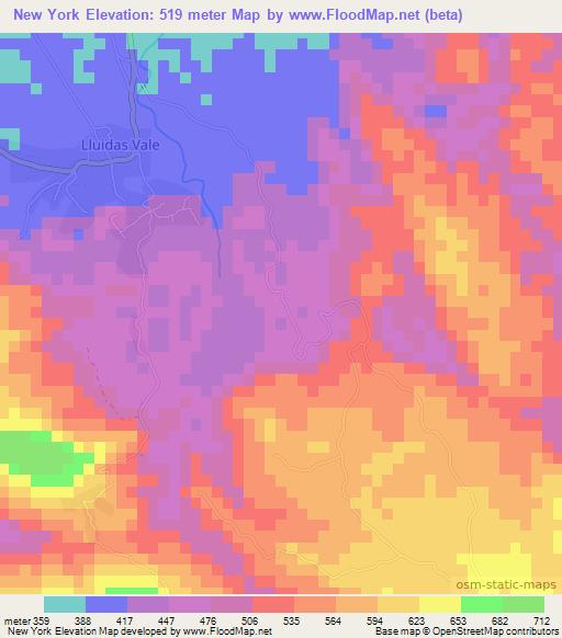 New York,Jamaica Elevation Map