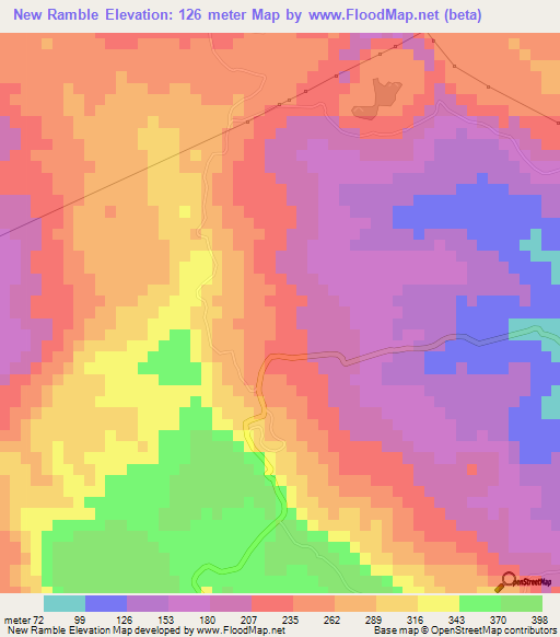 New Ramble,Jamaica Elevation Map