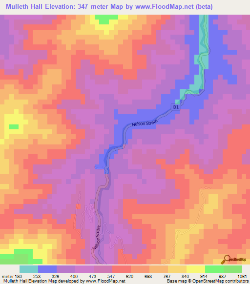 Mulleth Hall,Jamaica Elevation Map
