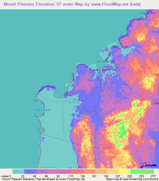 Mount Pleasant,Jamaica Elevation Map