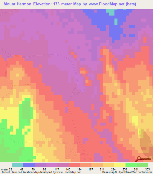 Mount Hermon,Jamaica Elevation Map