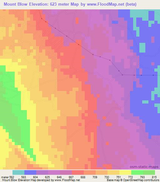 Mount Blow,Jamaica Elevation Map