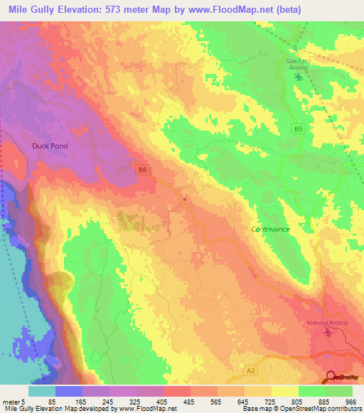 Mile Gully,Jamaica Elevation Map
