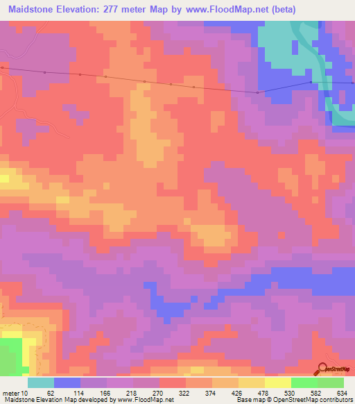 Maidstone,Jamaica Elevation Map