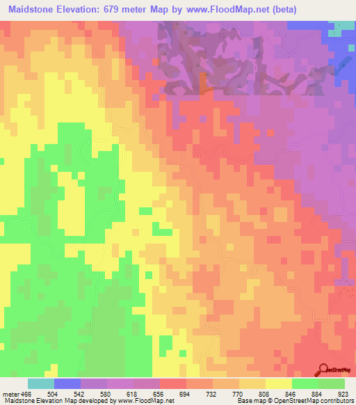 Maidstone,Jamaica Elevation Map