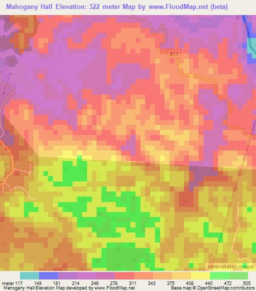 Mahogany Hall,Jamaica Elevation Map