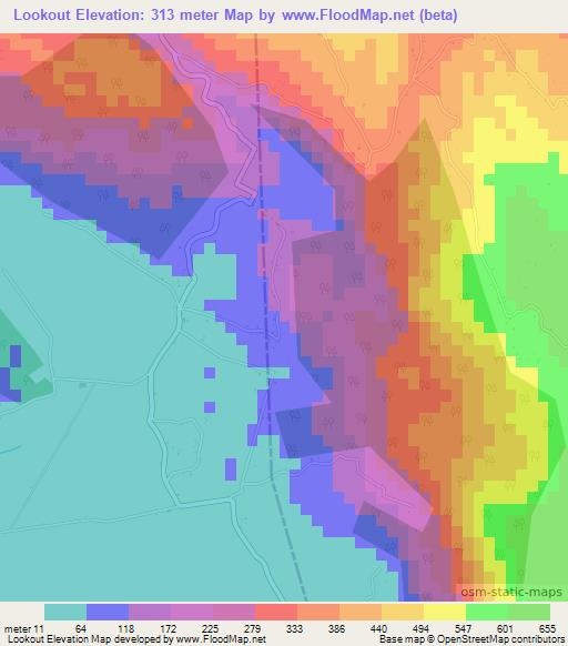 Lookout,Jamaica Elevation Map