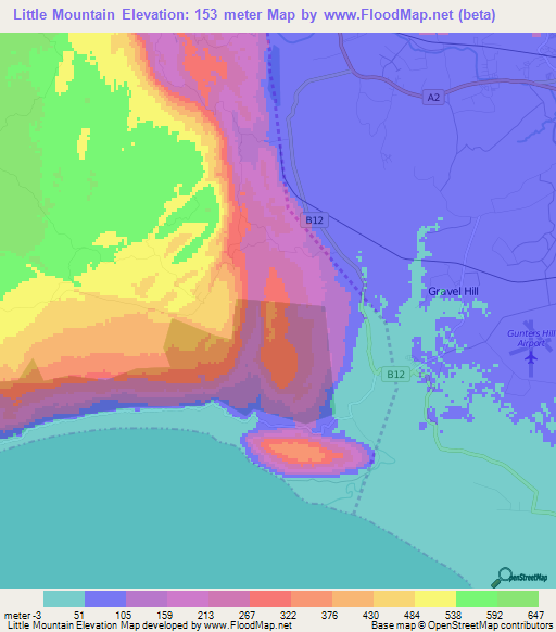 Little Mountain,Jamaica Elevation Map