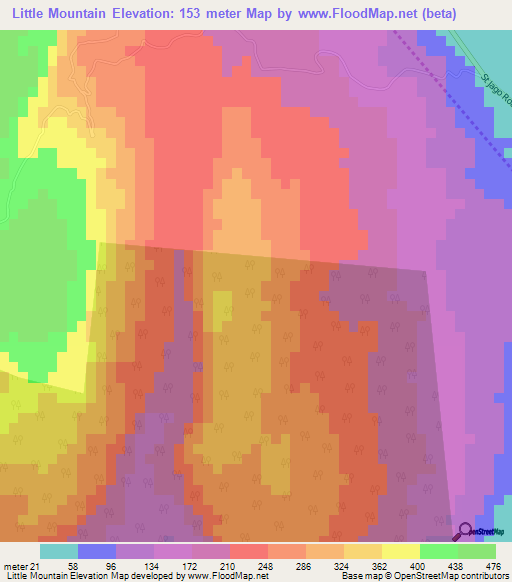 Little Mountain,Jamaica Elevation Map