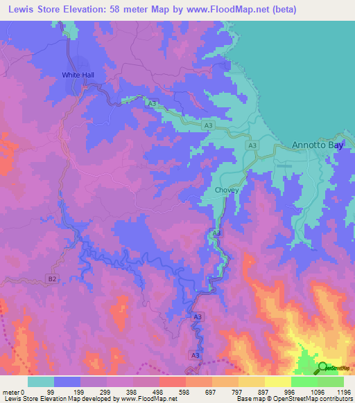 Lewis Store,Jamaica Elevation Map