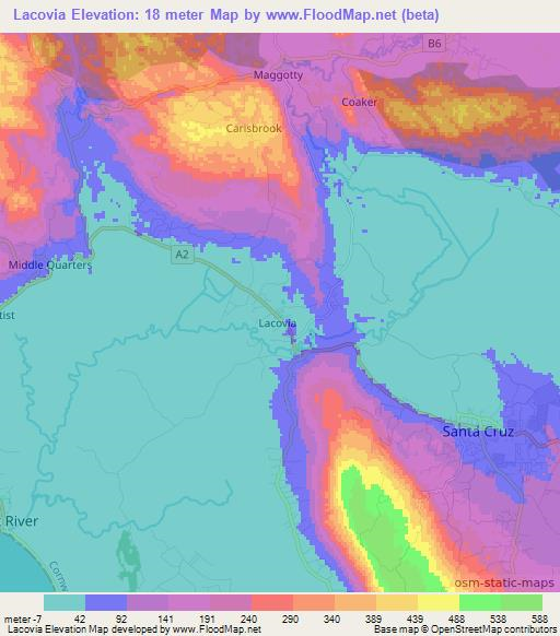 Lacovia,Jamaica Elevation Map