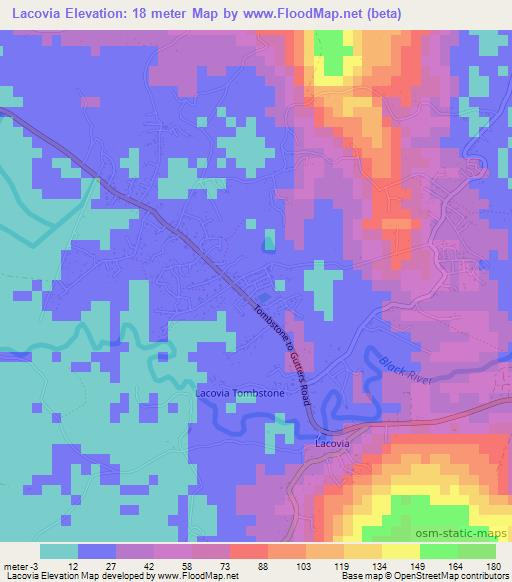 Lacovia,Jamaica Elevation Map