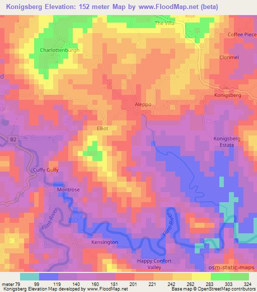 Konigsberg,Jamaica Elevation Map