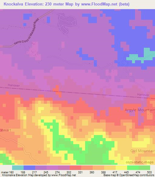 Knockalva,Jamaica Elevation Map