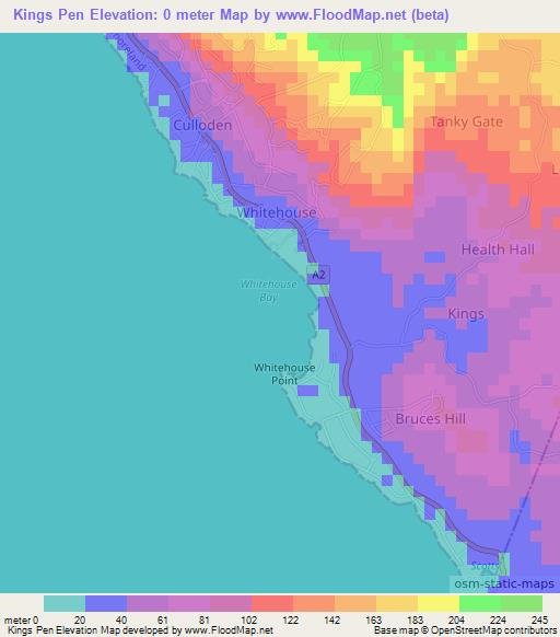 Kings Pen,Jamaica Elevation Map