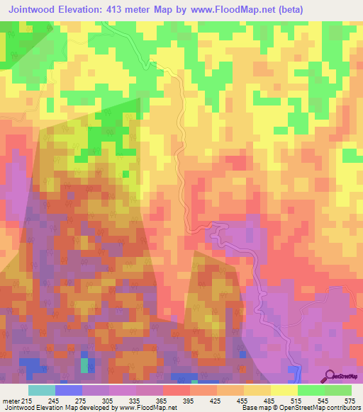 Jointwood,Jamaica Elevation Map