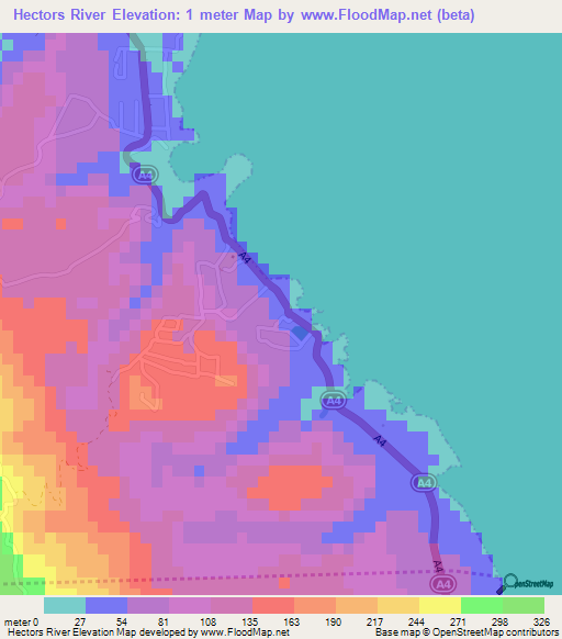 Hectors River,Jamaica Elevation Map