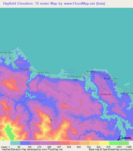 Hayfield,Jamaica Elevation Map