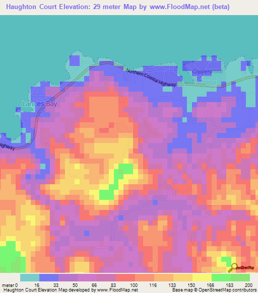Haughton Court,Jamaica Elevation Map