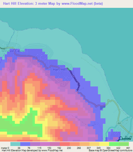 Hart Hill,Jamaica Elevation Map