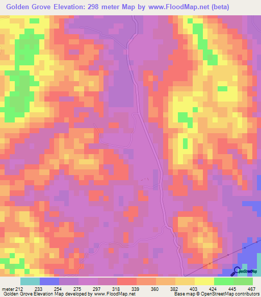 Golden Grove,Jamaica Elevation Map
