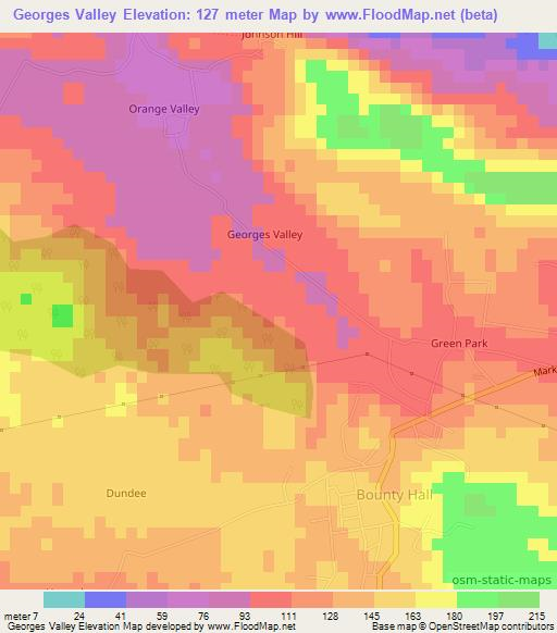 Georges Valley,Jamaica Elevation Map