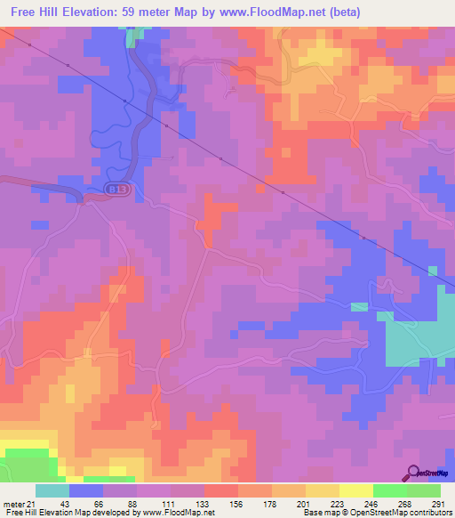 Free Hill,Jamaica Elevation Map