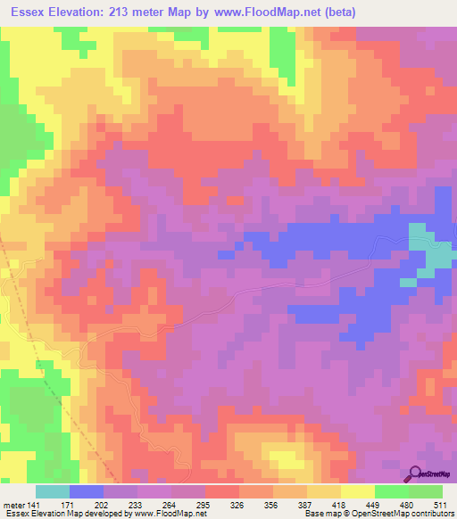 Essex,Jamaica Elevation Map