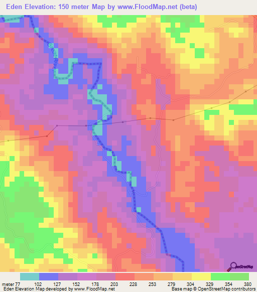Eden,Jamaica Elevation Map
