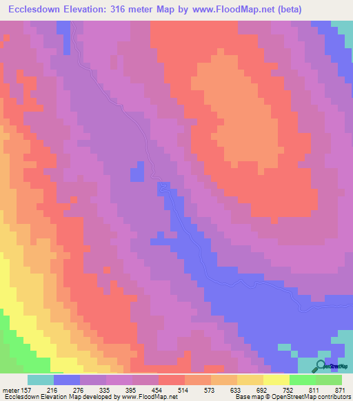 Ecclesdown,Jamaica Elevation Map