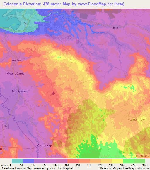 Caledonia,Jamaica Elevation Map