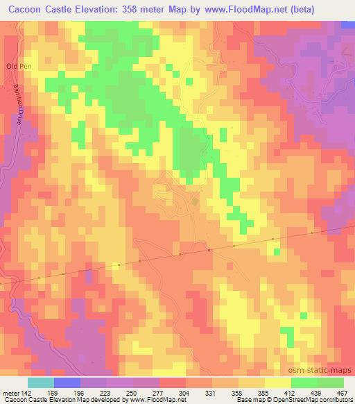 Cacoon Castle,Jamaica Elevation Map