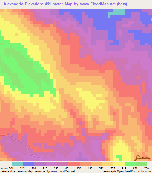 Alexandria,Jamaica Elevation Map