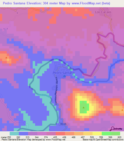 Pedro Santana,Dominican Republic Elevation Map