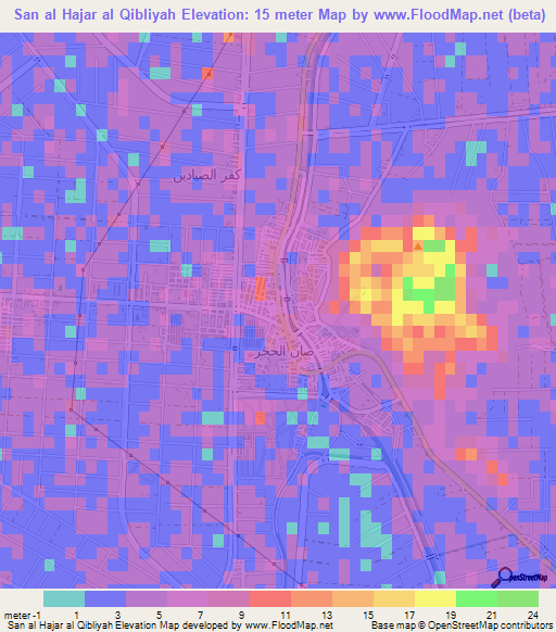 San al Hajar al Qibliyah,Egypt Elevation Map
