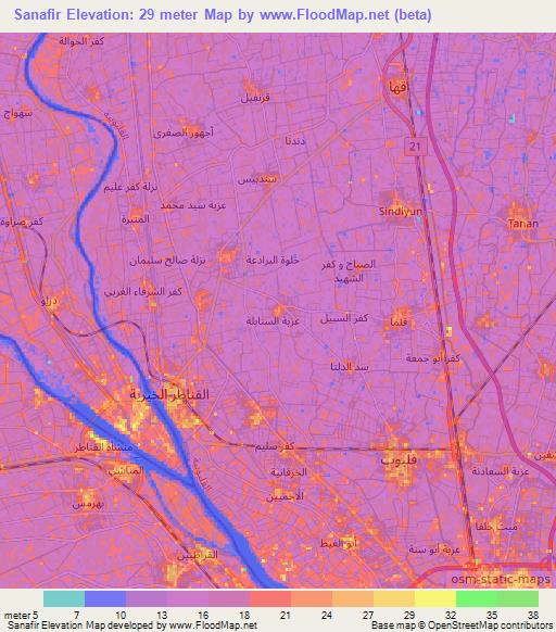 Sanafir,Egypt Elevation Map