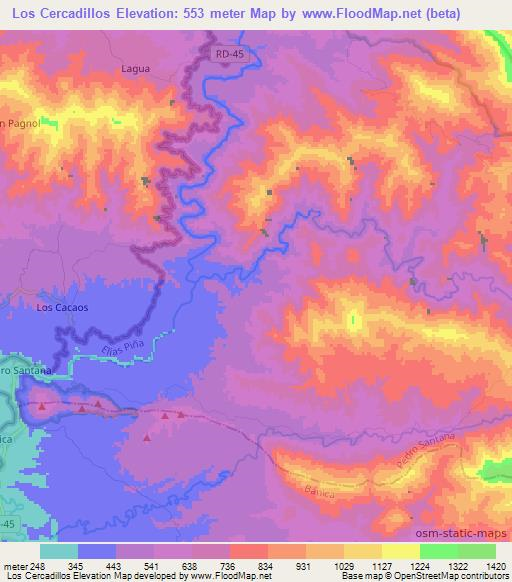 Los Cercadillos,Dominican Republic Elevation Map