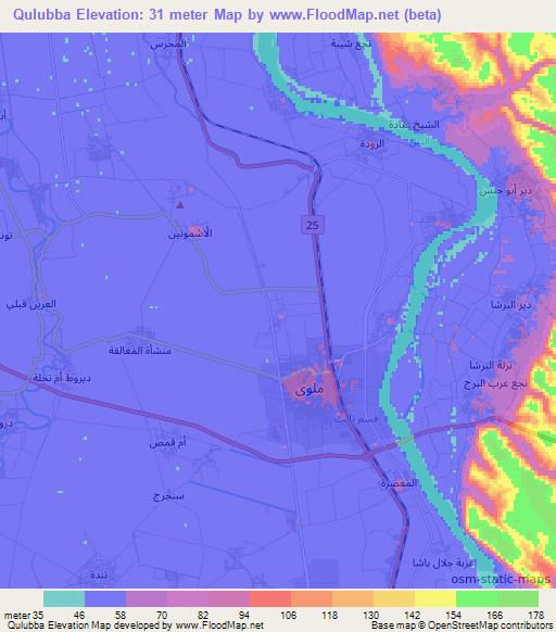 Qulubba,Egypt Elevation Map
