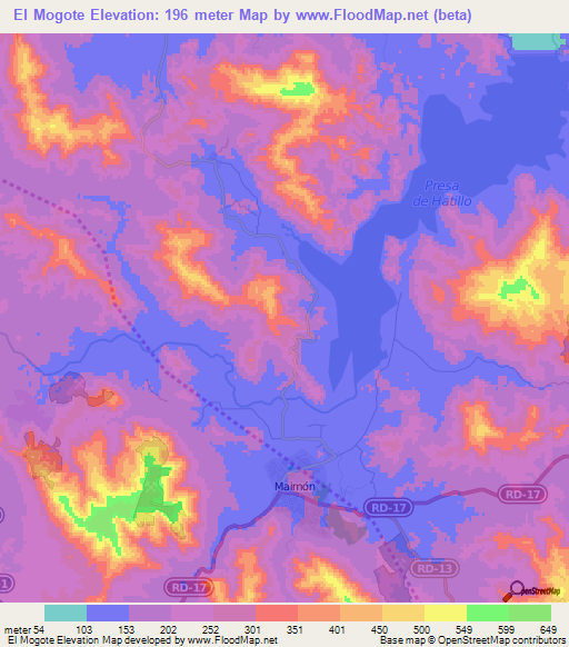 El Mogote,Dominican Republic Elevation Map